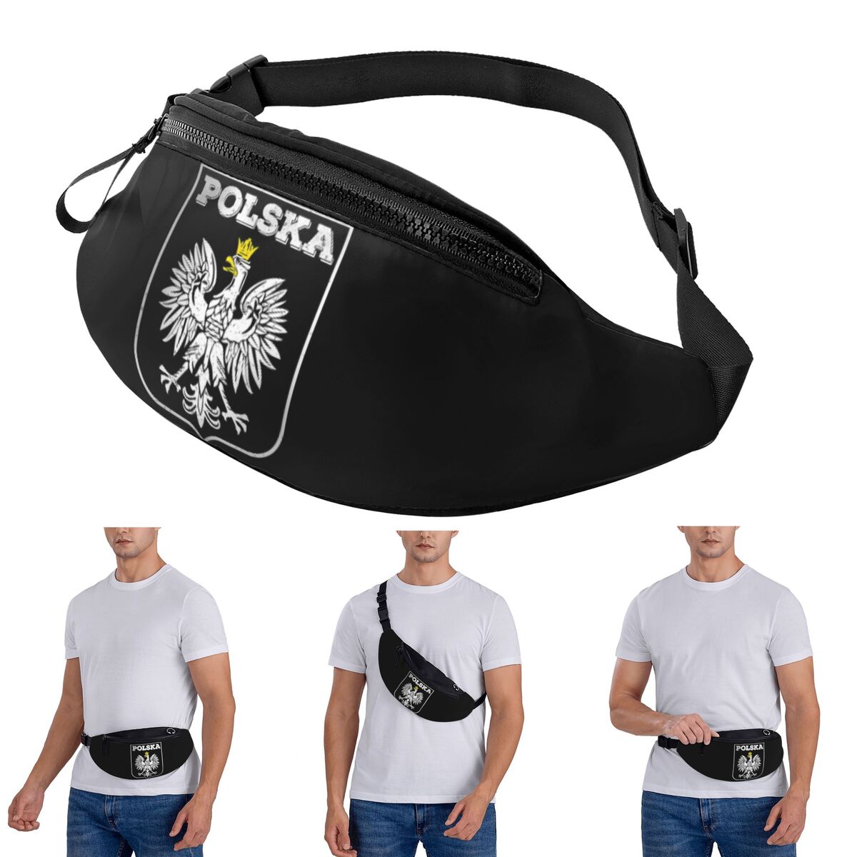 Running Gear Logos - Torba biodrowa crossbody z logo Polski,